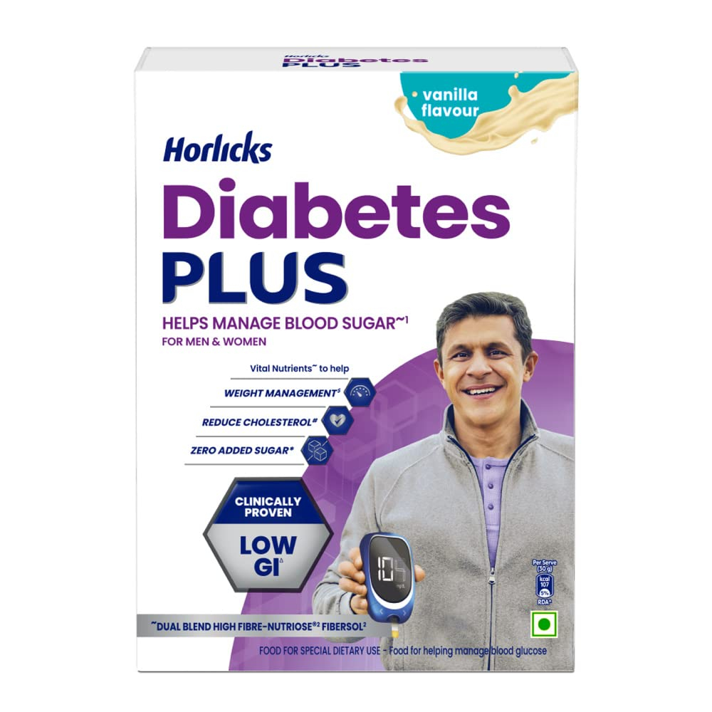 Horlicks Diabetes Plus, Vanilla, 400g | Helps Manage Blood Sugar | Starts working from Day 1 | India's Highest Fibre Health Drink for Diabetes