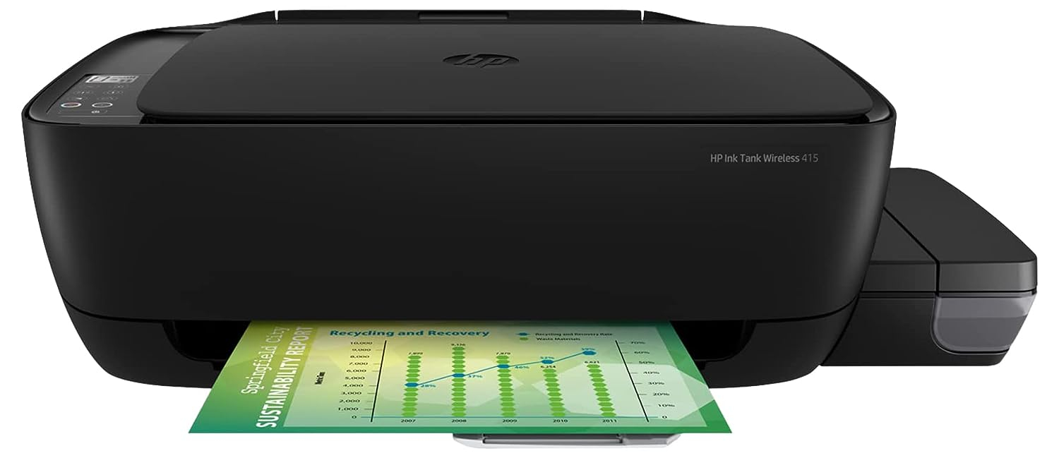 HP Ink Tank 415w All-in-one WiFi Colour Printer with Upto 6000 Black and 8000 Colour Pages Included in The Box. - Print, Scan & Copy for Office/Home