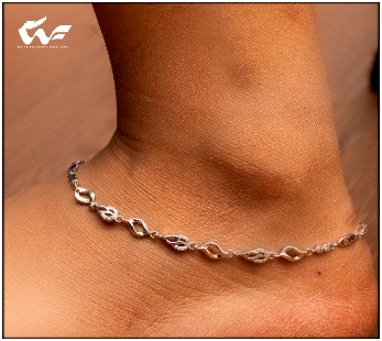White Feathers Pure Silver Loop Design Anklet for Women