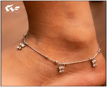 White Feathers Pure Silver Butterfly Design Anklet for Women