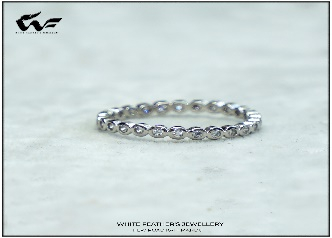 White Feathers Eternity Silver Band Ring (3 g) For Women 