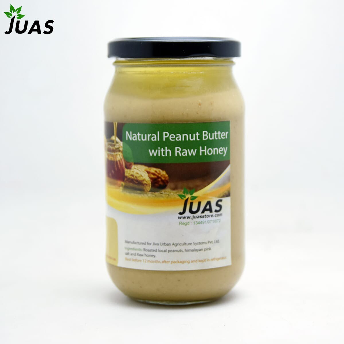 Juas Natural Peanut Butter With Raw Honey 395g