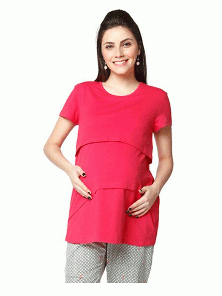Nine Maternity Nursing T-Shirt In Coral 5319