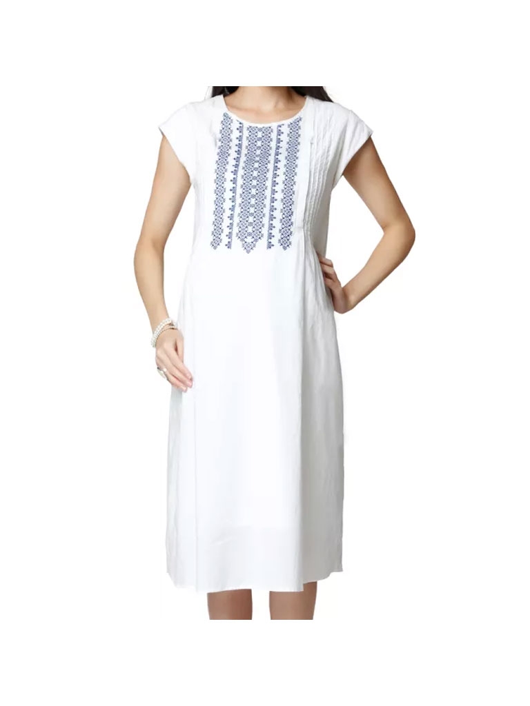 Nine Maternity Nursing Dress In White 5360