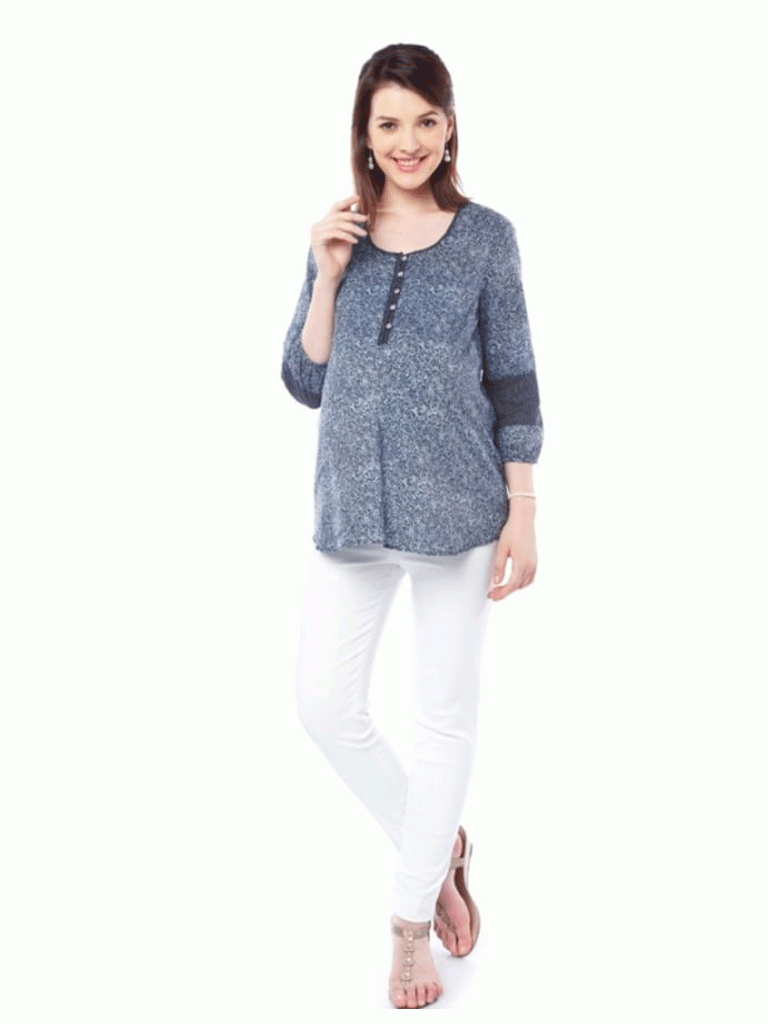 Nine Floral Print Maternity Nursing Blouse 5210