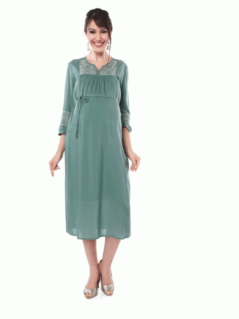 Nine Maternity Casual Wear Dress In Green Grey 5213