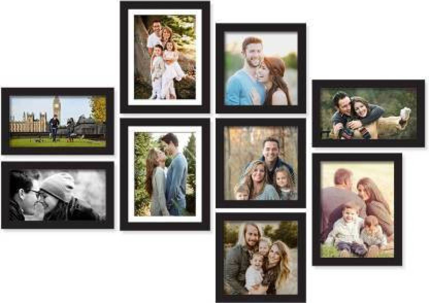 Delighted Set of 9 Individual Black Wall Photo Frame