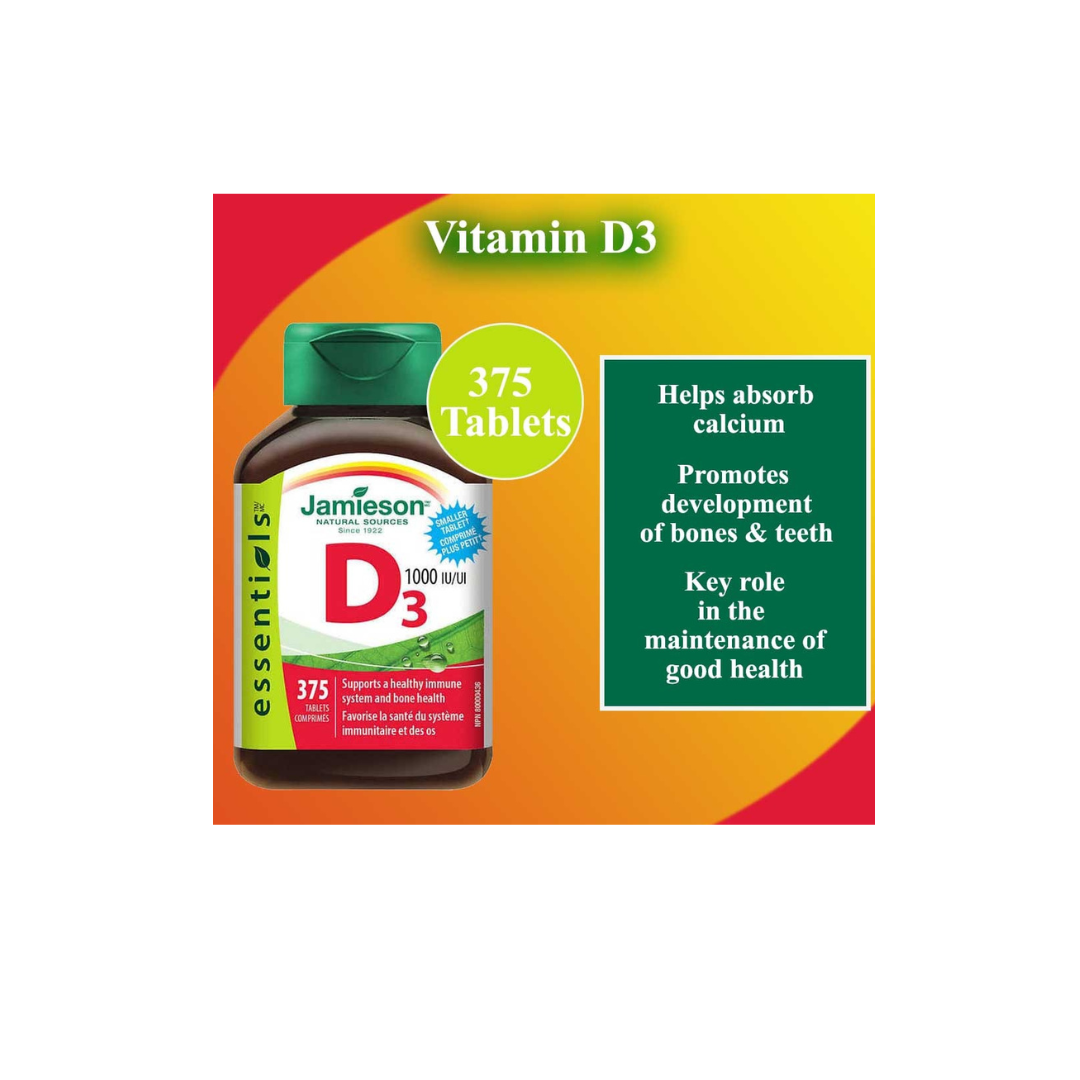 Jamieson Natural Vitamin D3 25mcg – 375 Tablets