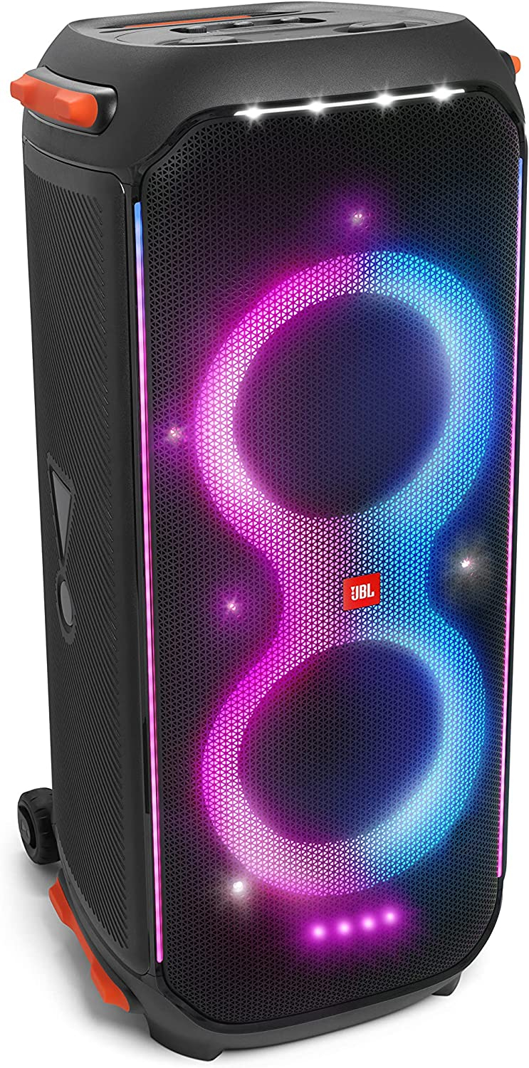 JBL Partybox 710 Party Speaker with 800W RMS Powerful Sound, Built In Lights, Splashproof Design, 18H Battery, Smooth-Glide Wheels, Dual Connect, Sound Effects, Karaoke Mode - Black, JBLPARTYBOX710EU