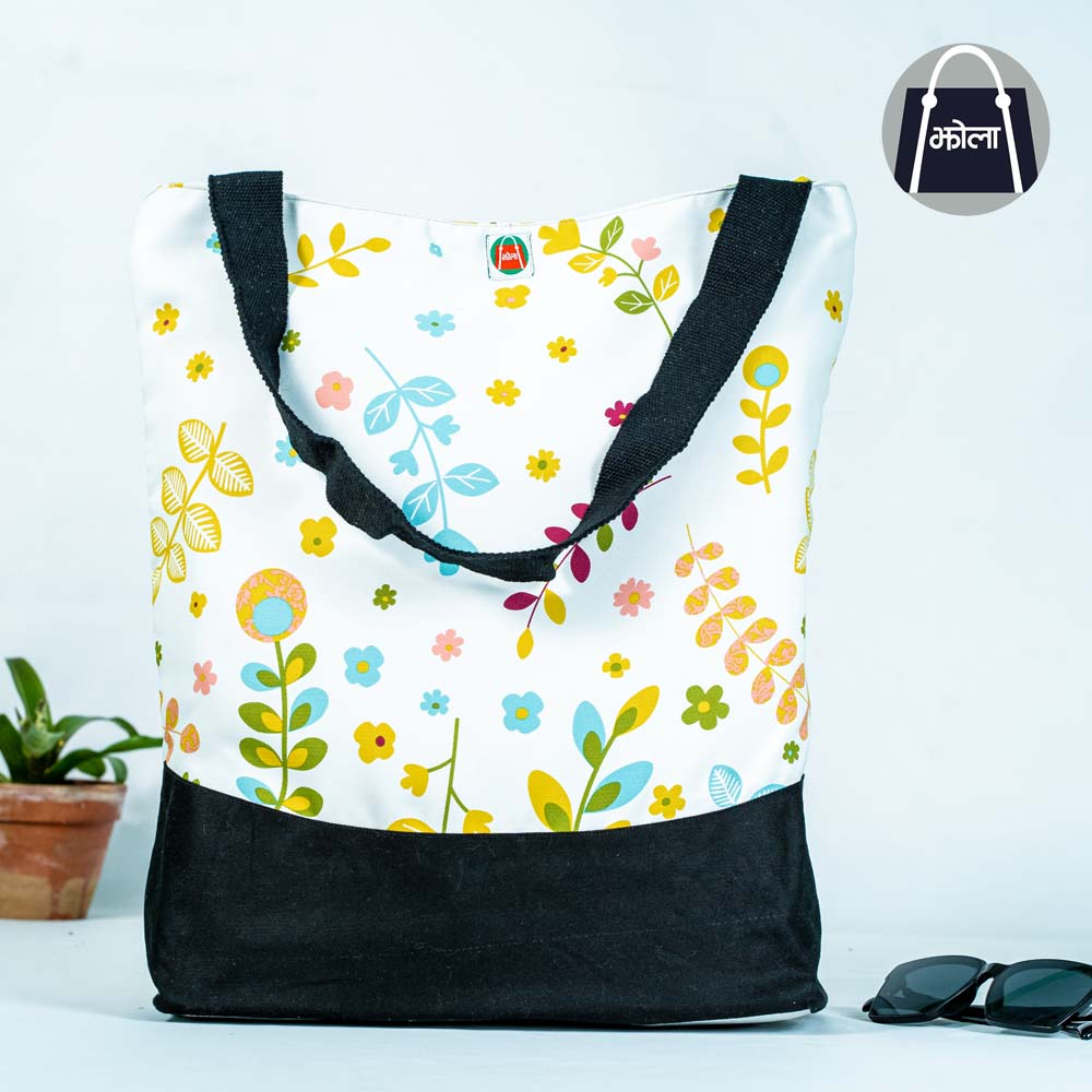 Jholaa Tote Bag for Woman Leaf Printed