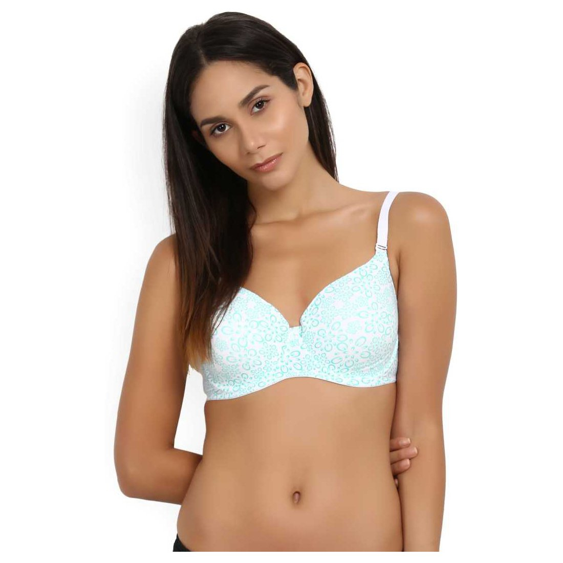 Jockey White/Jet Teal Printed Bra For Women – 1245