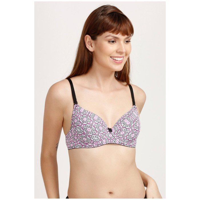 Jockey White/Black/Pink Printed Bra For Women – 1245