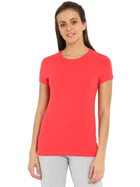 Jockey Women V-Neck T-Shirt Red 1359