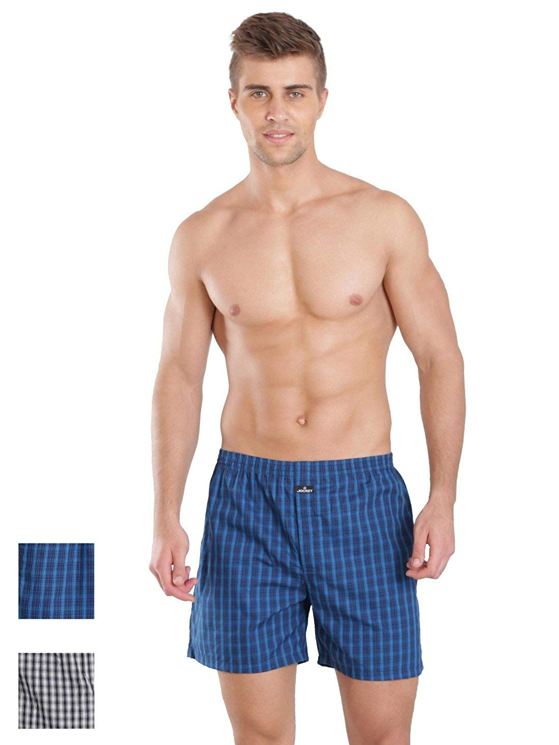 Jockey Light Assorted Checks Boxer Shorts Pack of 2