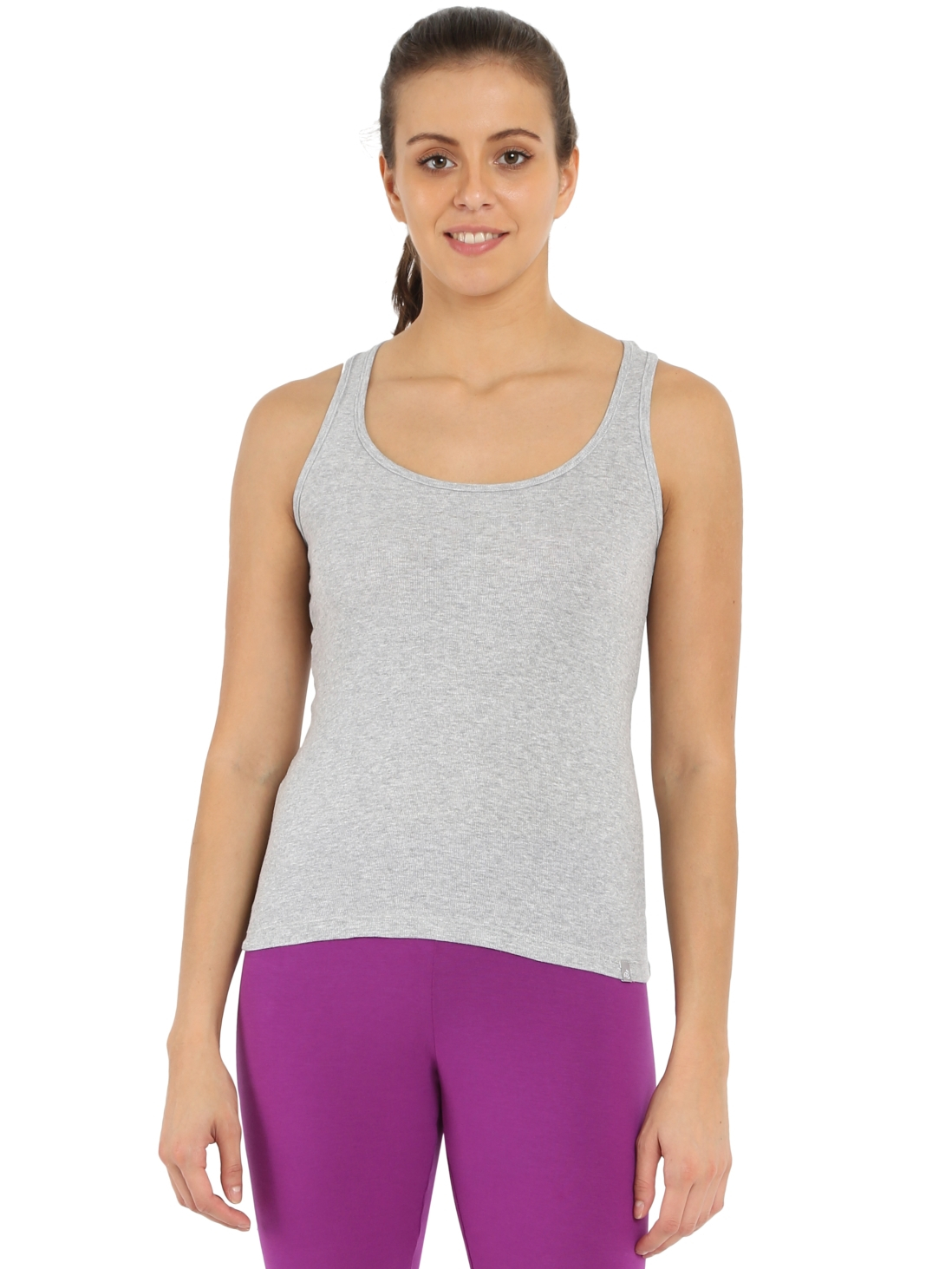 Jockey Women's Cotton Racerback Tank Top Grey/White 1467