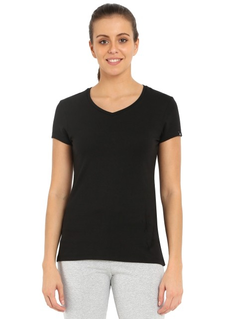 Jockey Women V-Neck T-Shirt Black 1359