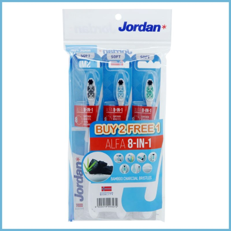 Jordan Adult Toothbrush Alfa 8-in-1 (Buy 2 Get 1 Free)