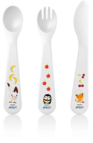 Philips Avent Toddler Fork,Spoon and Knife, 18 Months+ SCF714/00 