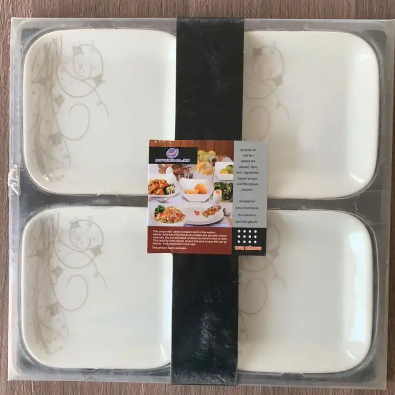 Generic Set Of 4 Square Bowl With Flower Print - KC094