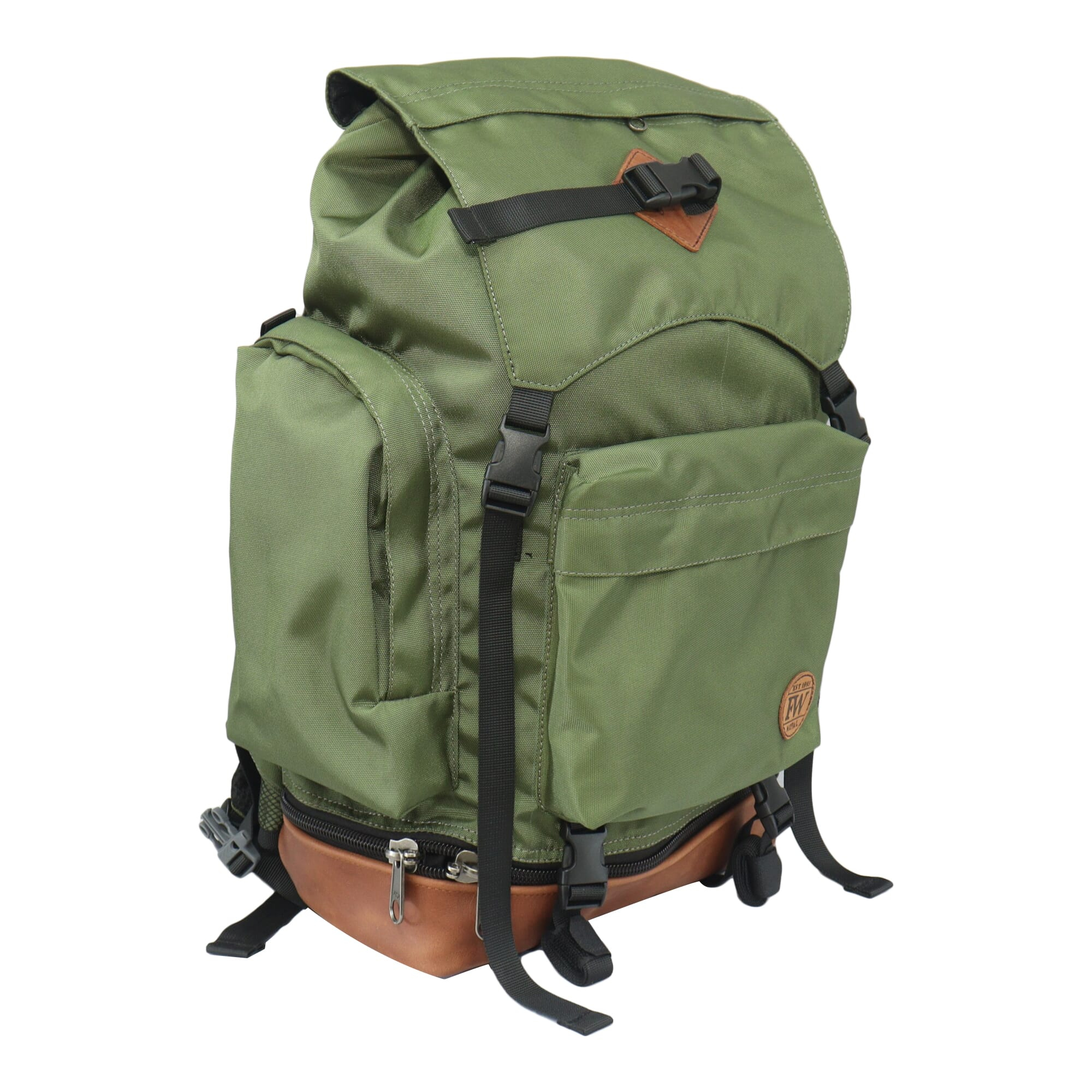 Khaki Green Venture Backpack Large (with Leather)