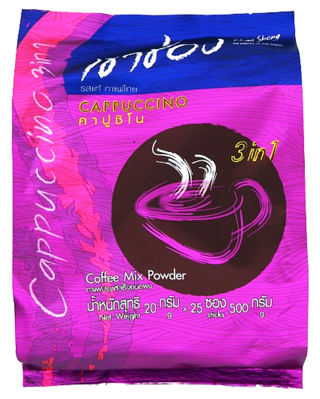 Khao Shong Coffee Mix Powder Cappucino 500 Gm (20 Gm*25 Sticks) 12 Bags