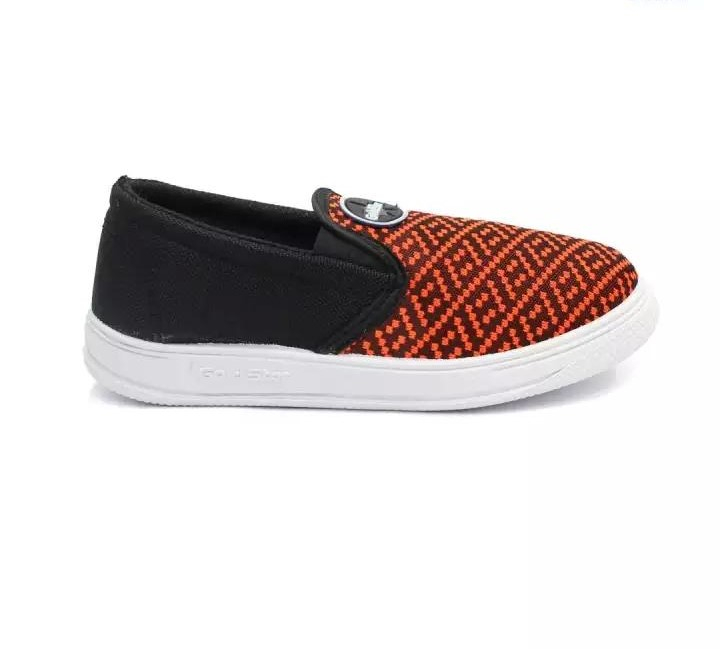Goldstar Black/Orange Casual Slip On Shoes For Kids (Boys) - GSK 201