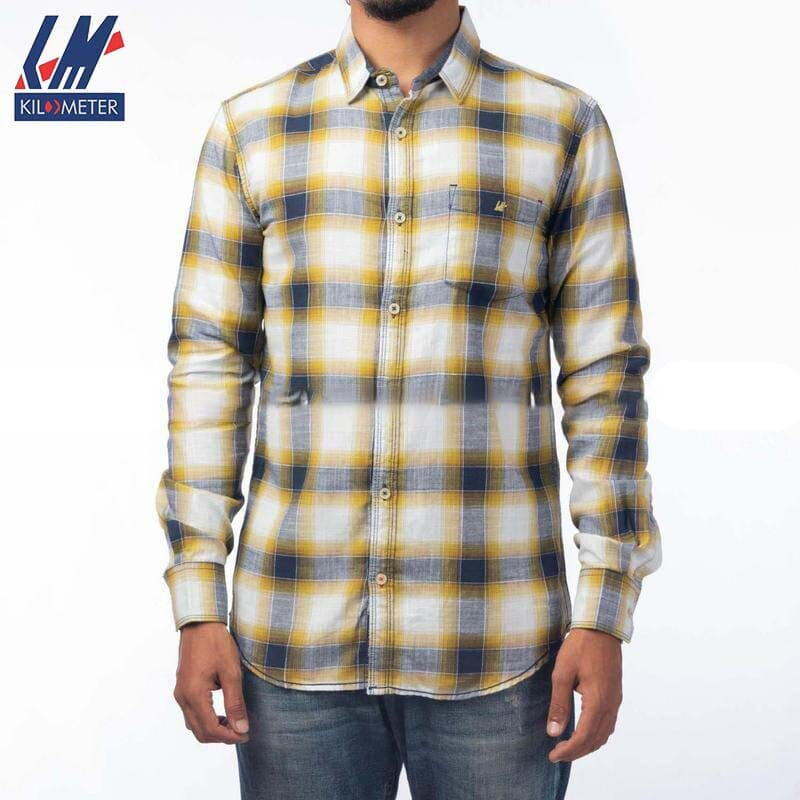 Kilometer Check Shirt For Men (KMQL-002) Green S