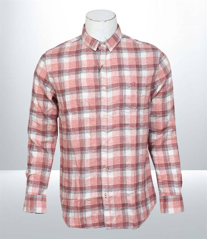 Kilometer Check Shirt For Men (KMQL-004) Pink XL