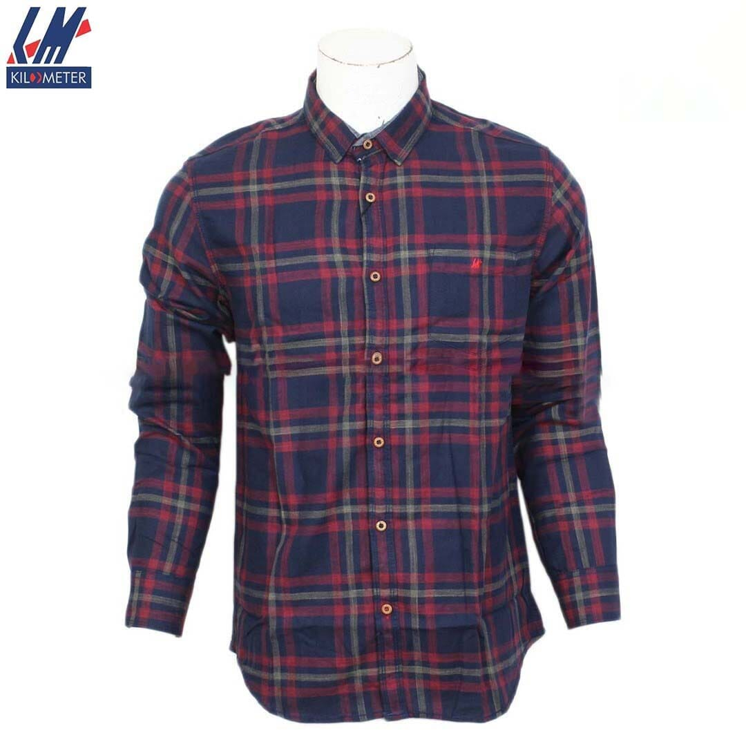 Kilometer Check Shirt For Men (KMQL-005) Red L