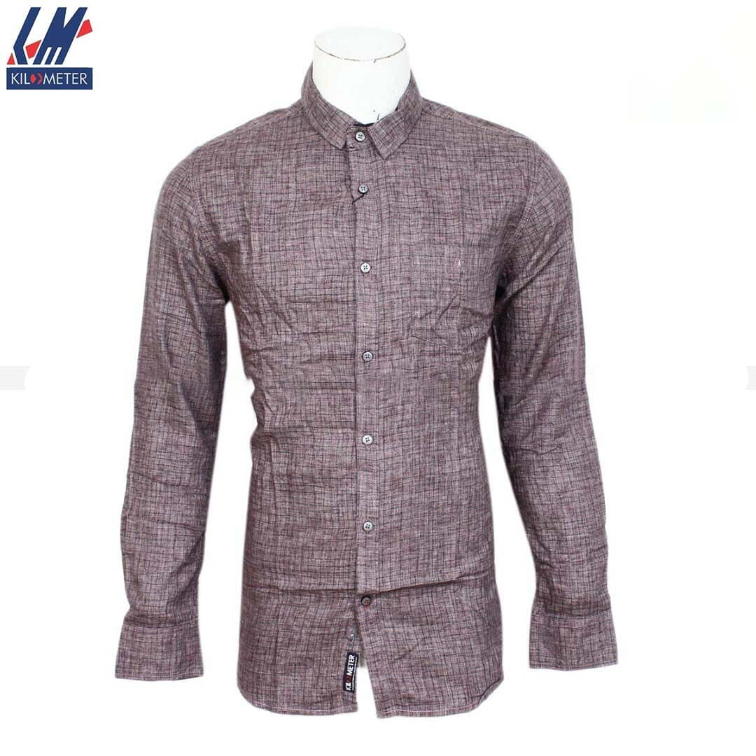 Kilometer Check Shirt For Men (KMQL-008) Pink L