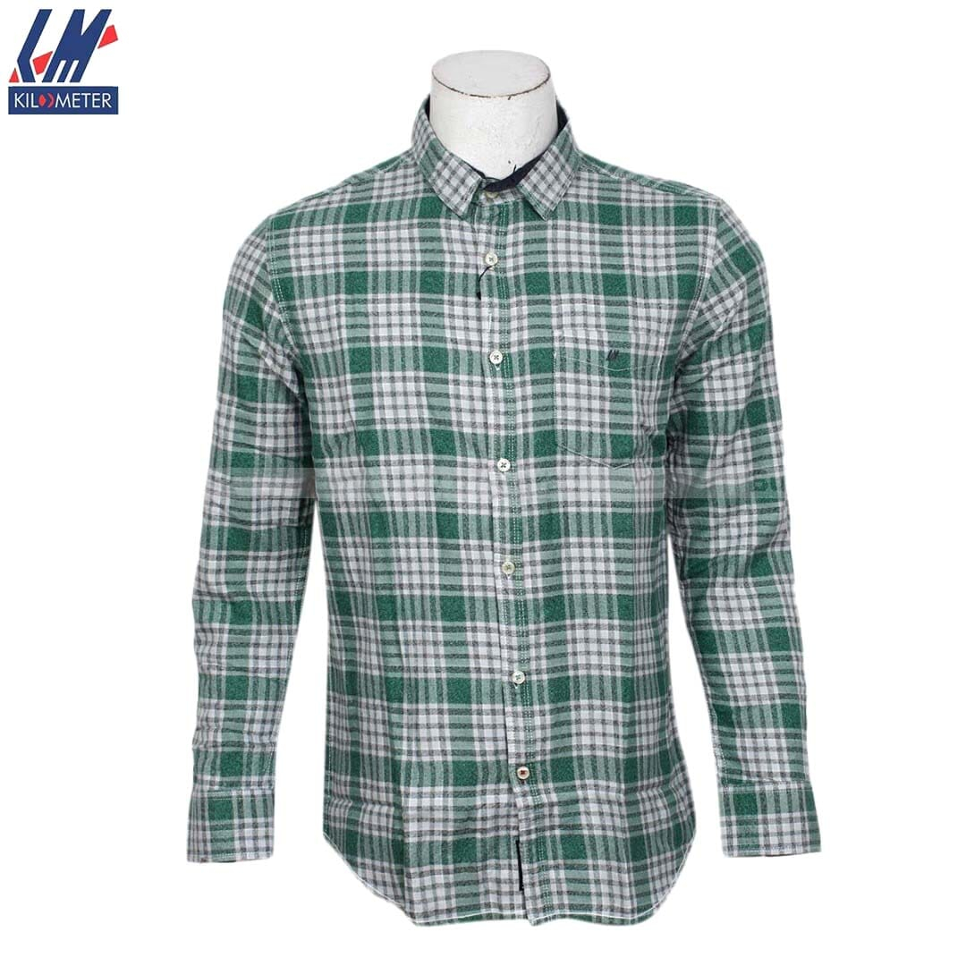 Kilometer Check Shirt For Men (KMQL-015) Green L