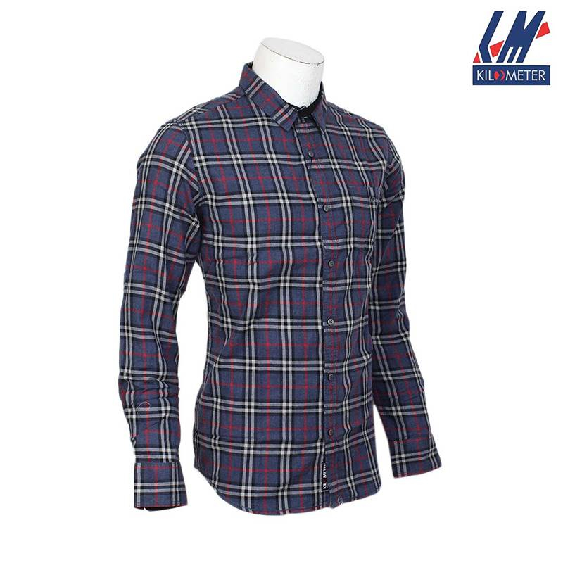 Kilometer Check Shirt For Men (KMQL-023) Blue S