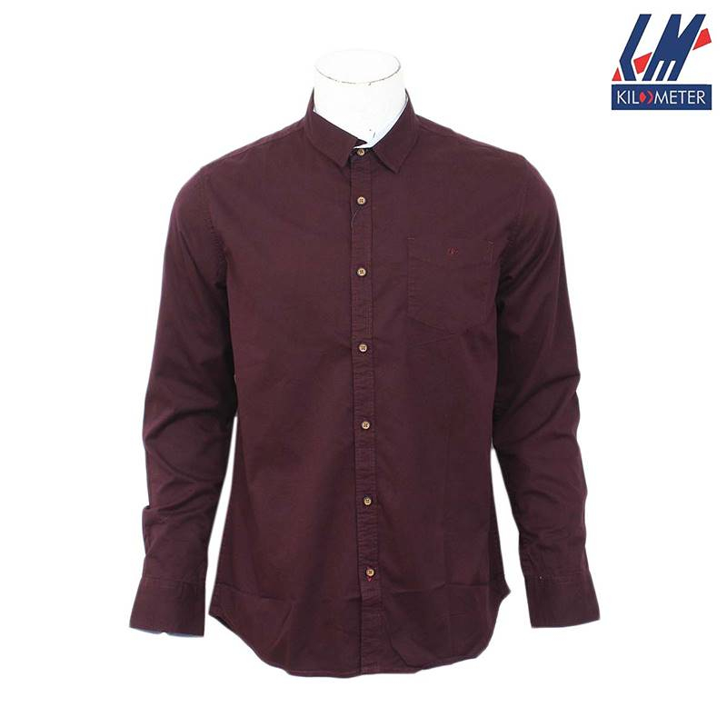 Kilometer Plain Shirt For Men (KMQL-016) Maroon M