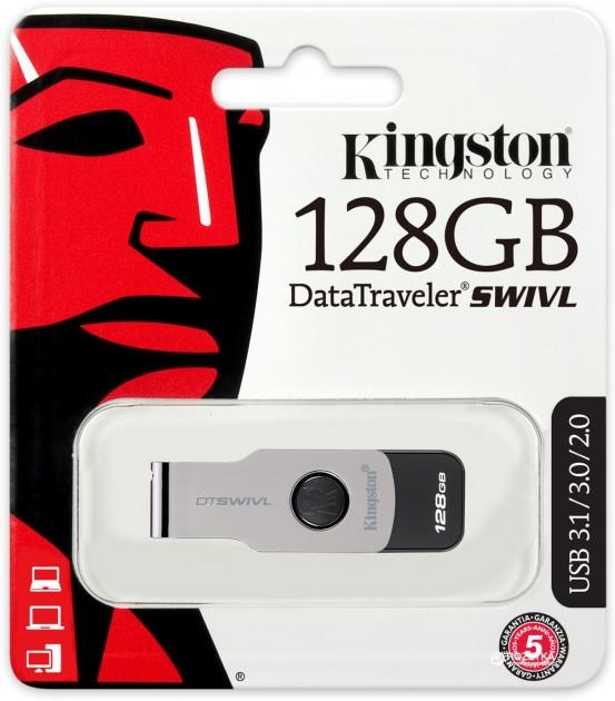 Kingston USB 3.0 DataTraveler Flash Pen Drive Capless Swivel Design 128GB