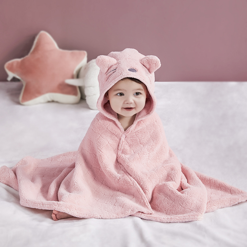 KUB Baby Bath Towel Mouse Pink