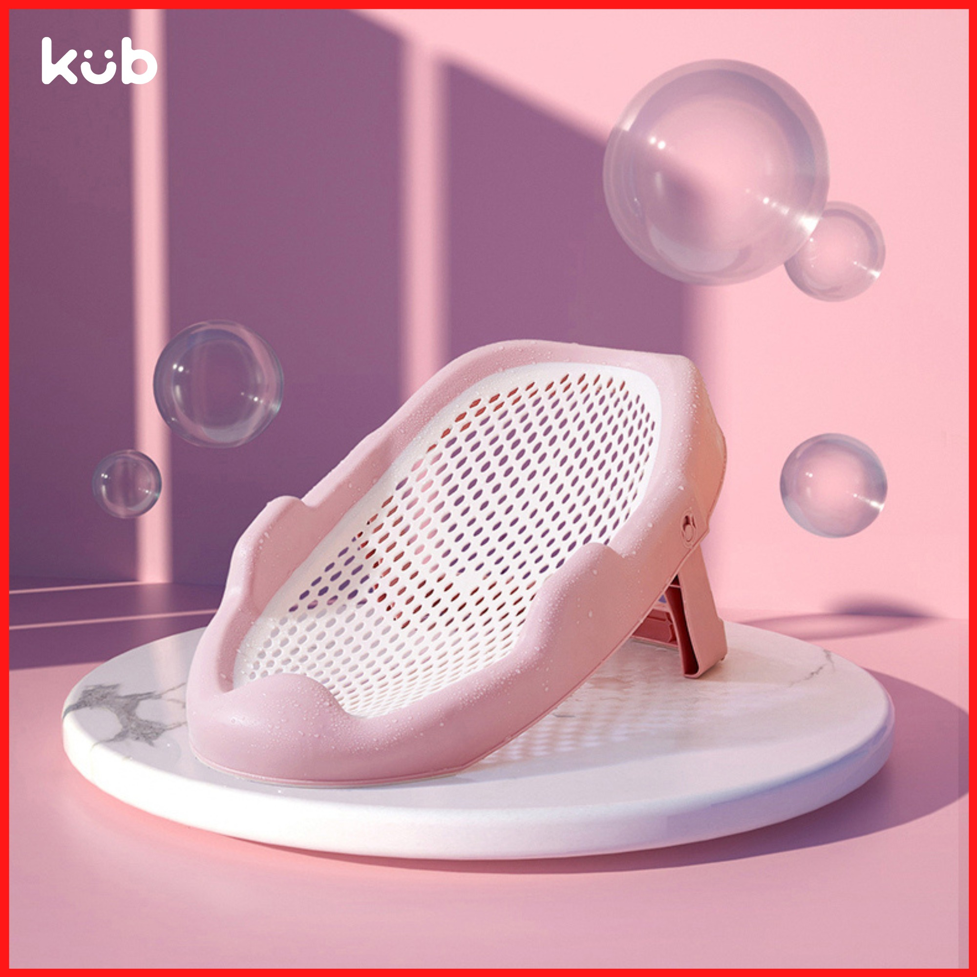 KUB Foldable Bath Rack Pink