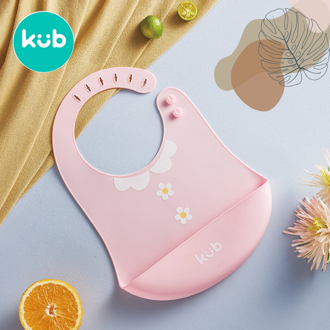 KUB Foldable Silicone Bib (Monster) -Pink