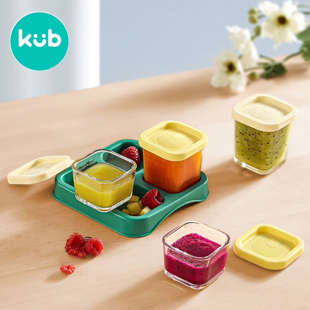 KUB Glass Food Container Set (2*60Ml+2*120Ml) Green