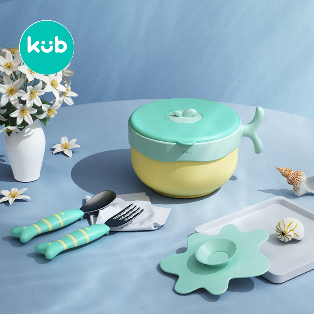 KUB Updated Whale Design Heat Insulating Tableware Set (3Pcs)-Yellow