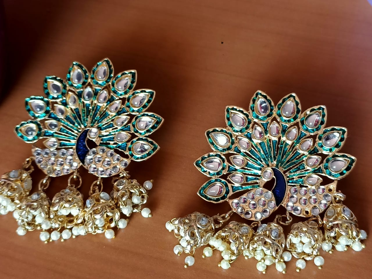 Kundan Studded Peacock Earring