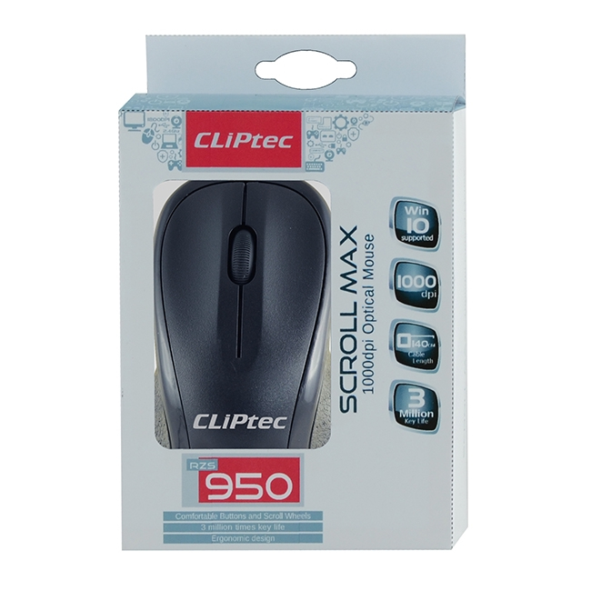 Cliptec SCROLL MAX 1000dpi Optical Mouse RZS950 / Tetikus Optik RZS950