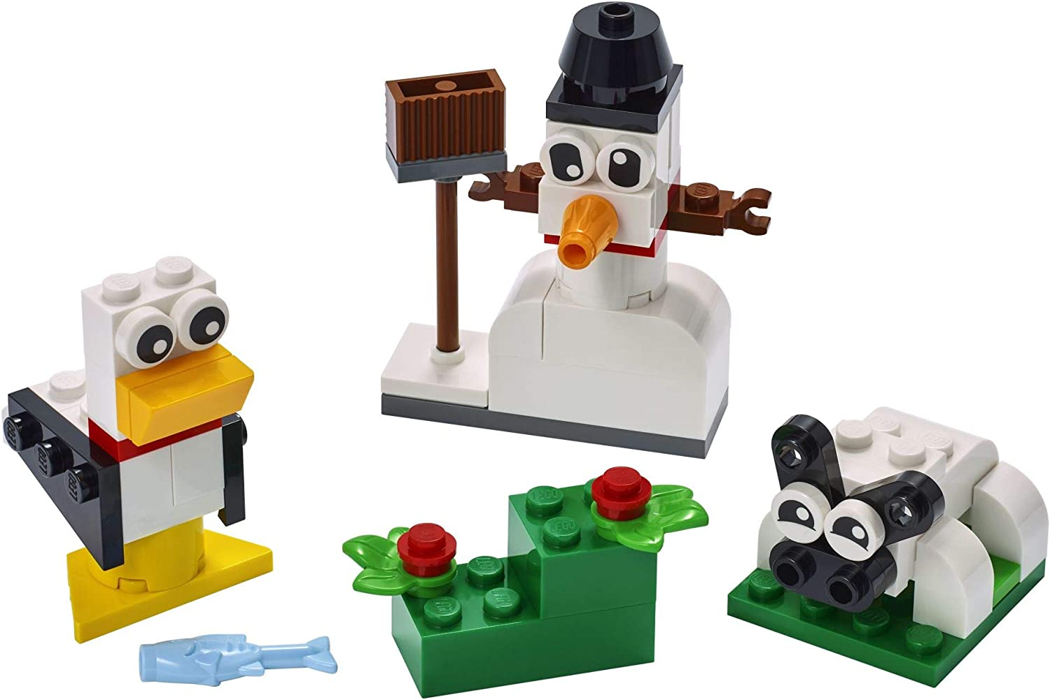 LEGO Classic Creative White Bricks 11012 Building Kit, Set for Creative Play with 3 Build Ideas, Including a Snowman, Sheep and Seagull
