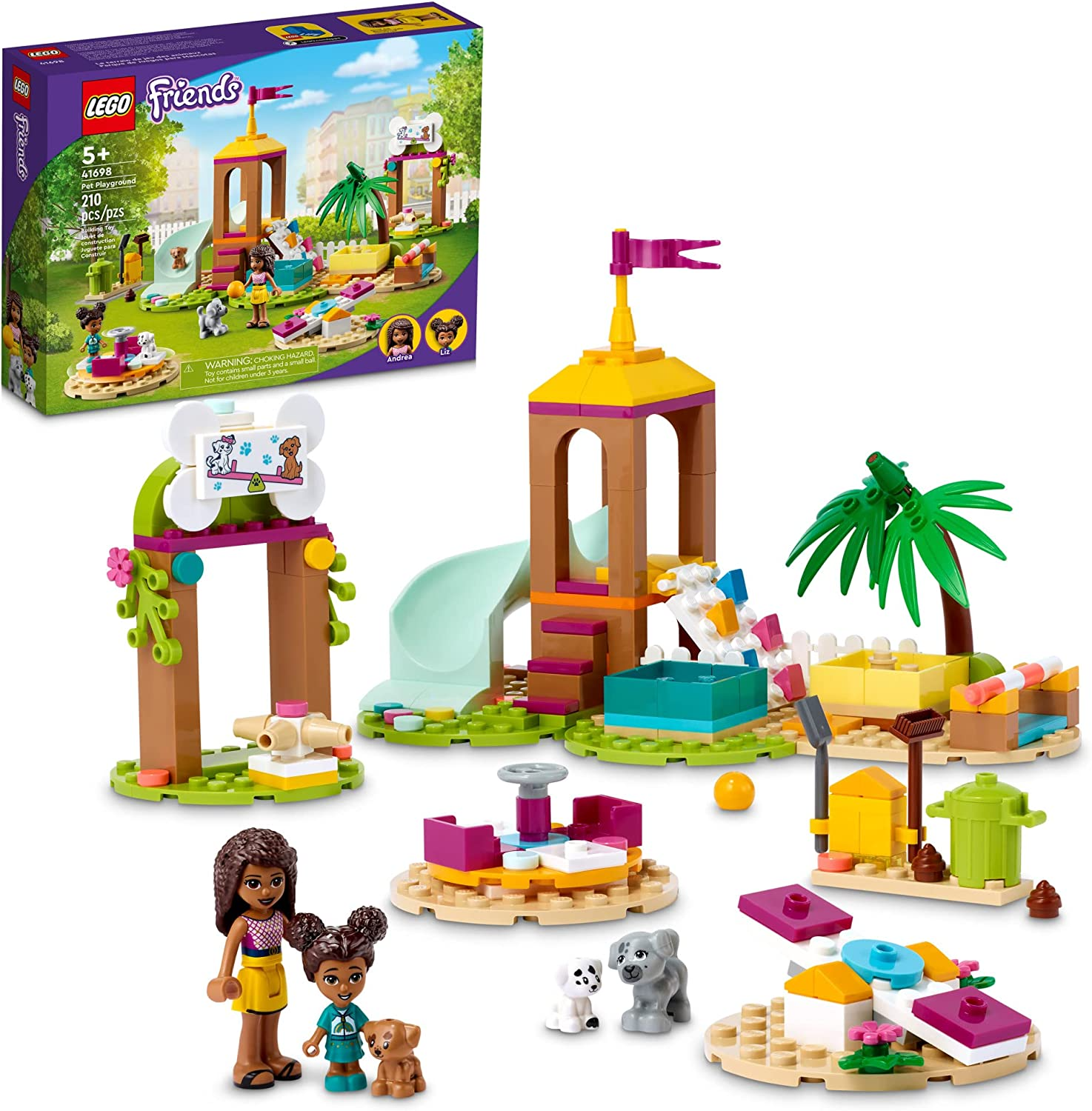 LEGO Friends Pet Playground 41698 Building Kit Designed to Grow Imaginations; Animal Playset Comes with Andrea and 3 Dog Toys