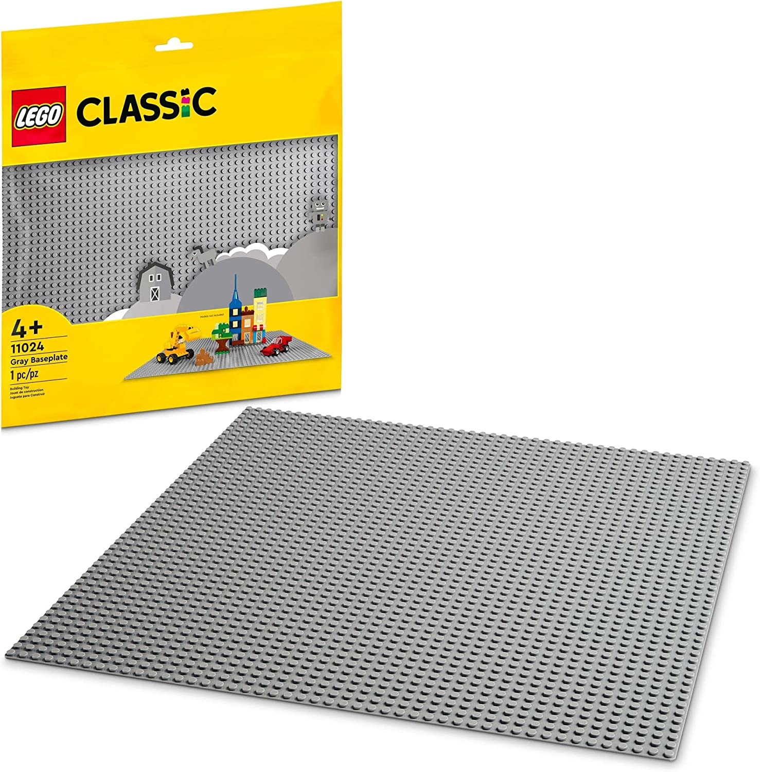 LEGO Classic Gray Baseplate 11024 Building Toy Set for Preschool Kids, Boys, and Girls Ages