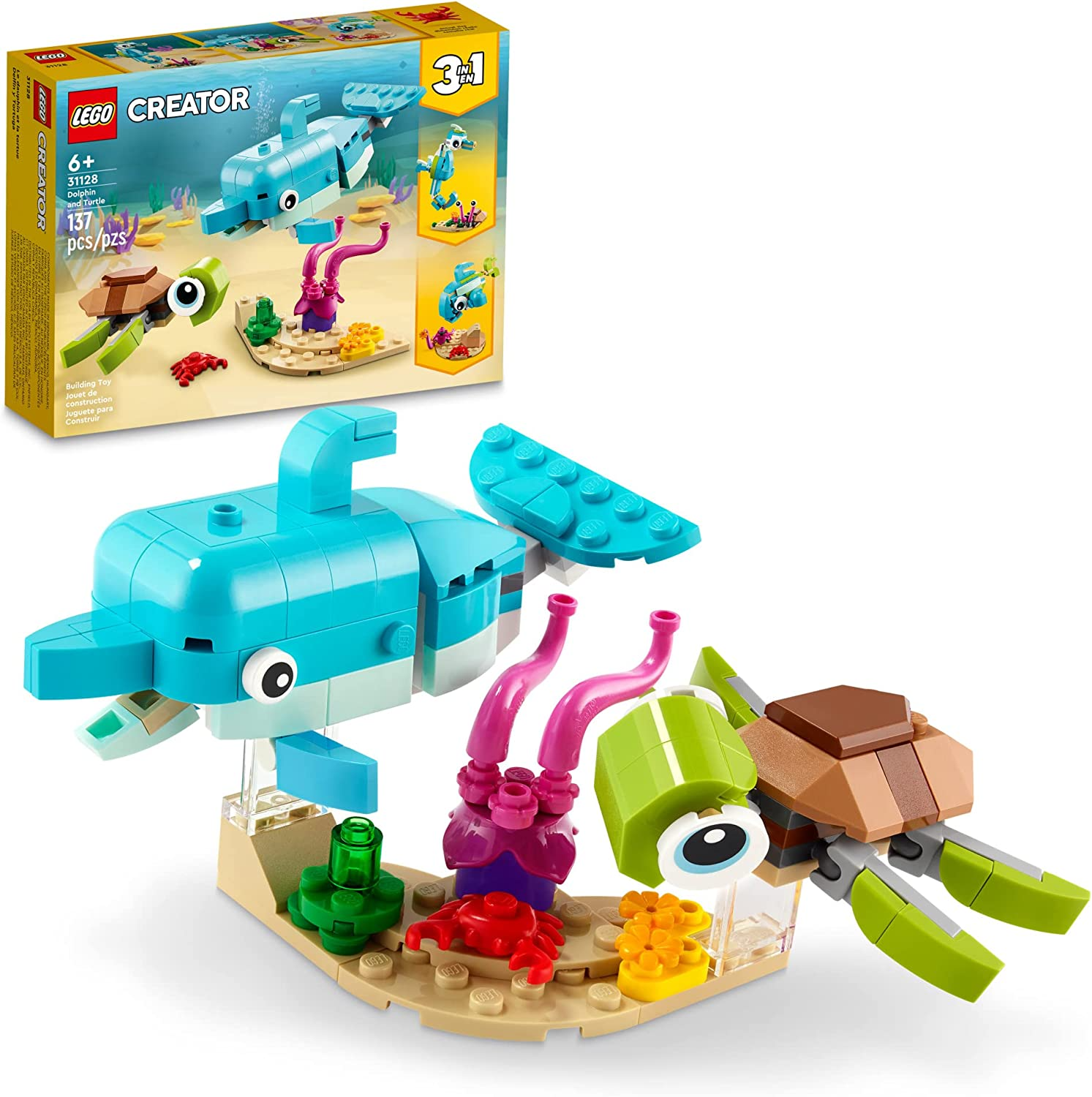 LEGO Creator 3in1 Dolphin and Turtle 31128 Building Toy Set