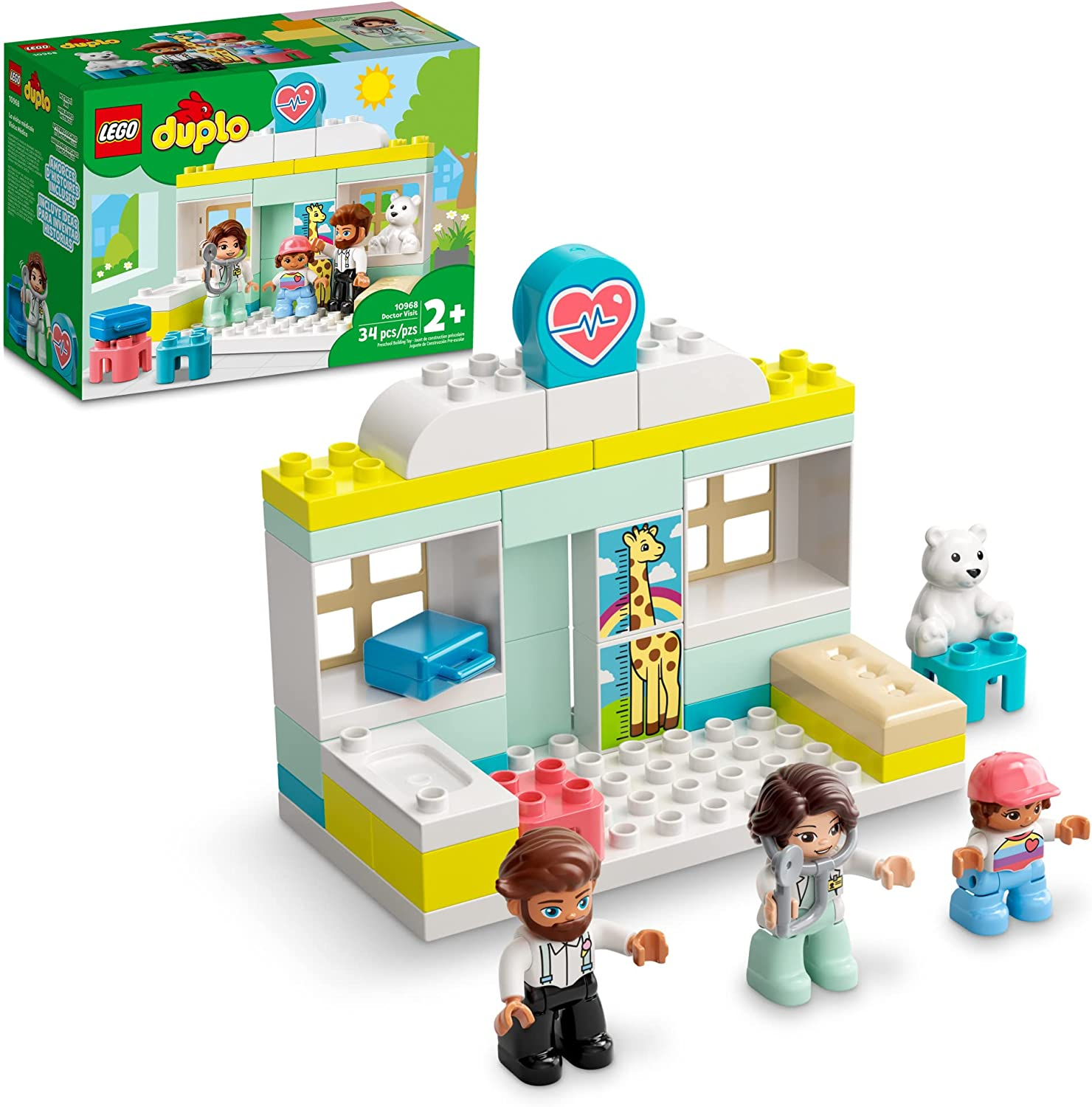 LEGO 10968 Duplo Town Doctor Visit Building Toy Set for Preschool Kids, Toddler Boys and Girls