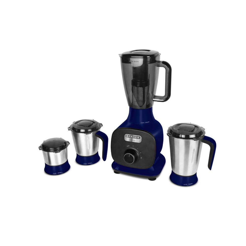 Faber FMG Candy 1000 3J+1PC 1000WJuicer Mixer Grinder with 3 Stainless Steel Jar and 1 Fruit Filter (Blue)