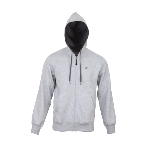 Wildcraft Men's Zippered Hoodie Sweatshirt for Winter -Light Grey Melange-L