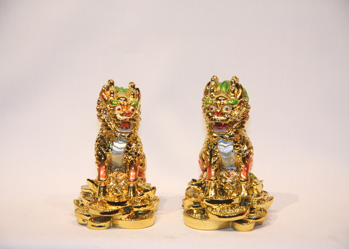 Laughing Buddha - Lion Statue