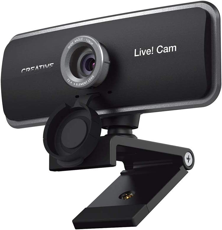 Creative Live! Cam Sync 1080p Full HD Wide-Angle USB Webcam with Dual Built-in Mic, Privacy Lens Cap, Universal Tripod Mount, High-res Video Calling, Recording, and Streaming Camera for PC or Mac